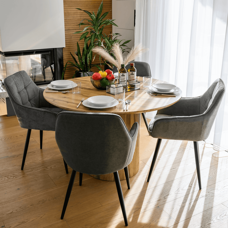 Casa si Gradina - Mobilier - Mese si birouri - Mese bucatarie si dining - Masa de sufragerie, stejar, diametru 120 cm, MAHIR TIP 2 - Infinity.ro