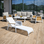 Casa si Gradina - Gradina si terasa - Mobilier exterior - Scaune si sezlonguri gradina - sezlong de gradina, otel alb/stejar, BONTO - Infinity.ro
