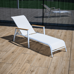Casa si Gradina - Gradina si terasa - Mobilier exterior - Scaune si sezlonguri gradina - sezlong de gradina, otel alb/stejar, BONTO - Infinity.ro