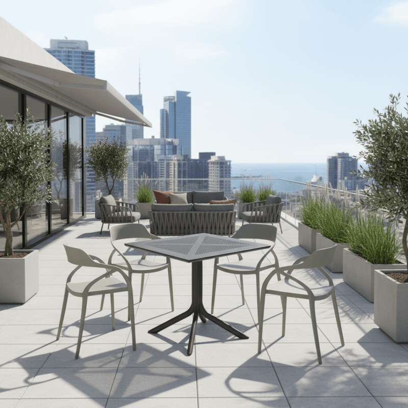 Casa si Gradina - Gradina si terasa - Mobilier exterior - Mese gradina - Masa de gradina, neagra, DENTON NEW - Infinity.ro