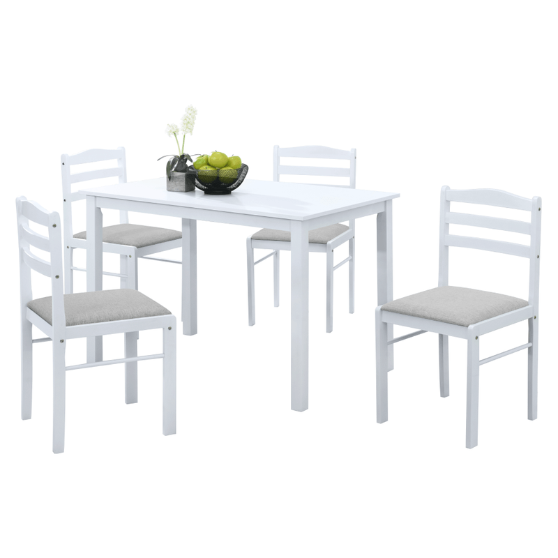 Casa si Gradina - Mobilier - Seturi de mobilier - Seturi mese si scaune - Set de sufragerie 1+4, alb/gri bej, SOMIN - Infinity.ro