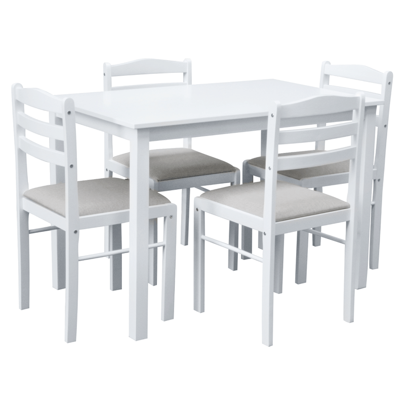 Casa si Gradina - Mobilier - Seturi de mobilier - Seturi mese si scaune - Set de sufragerie 1+4, alb/gri bej, SOMIN - Infinity.ro