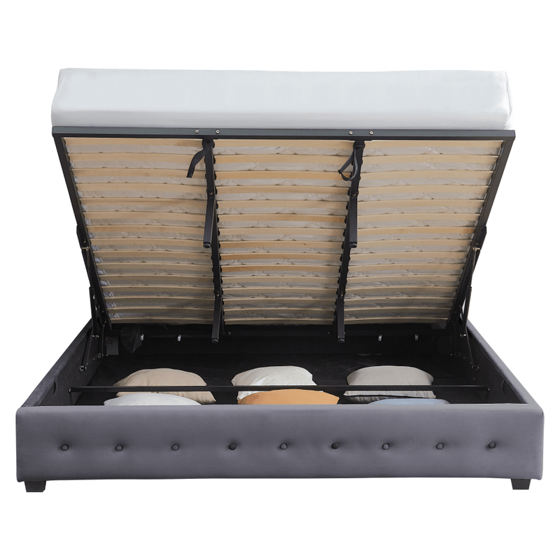 Casa si Gradina - Mobilier - Paturi si accesorii - Paturi - Pat cu spatiu de depozitare, 160x200, gri, MINDY - Infinity.ro
