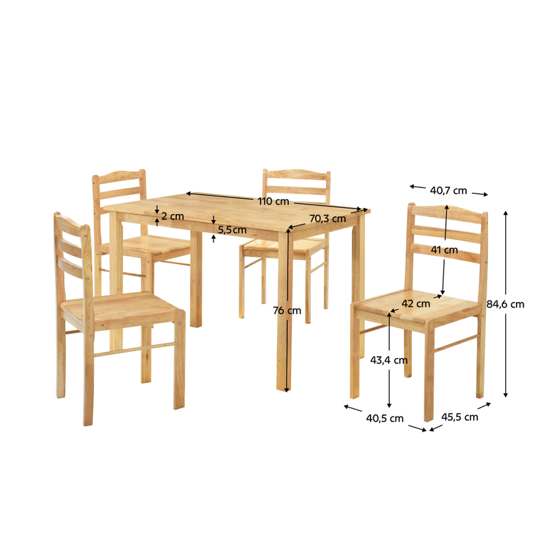 Casa si Gradina - Mobilier - Seturi de mobilier - Seturi mese si scaune - Set de sufragerie 1+4, lemn masiv, natural, LOAK - Infinity.ro
