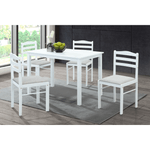 Casa si Gradina - Mobilier - Seturi de mobilier - Seturi mese si scaune - Set de sufragerie 1+4, alb/gri bej, SOMIN - Infinity.ro