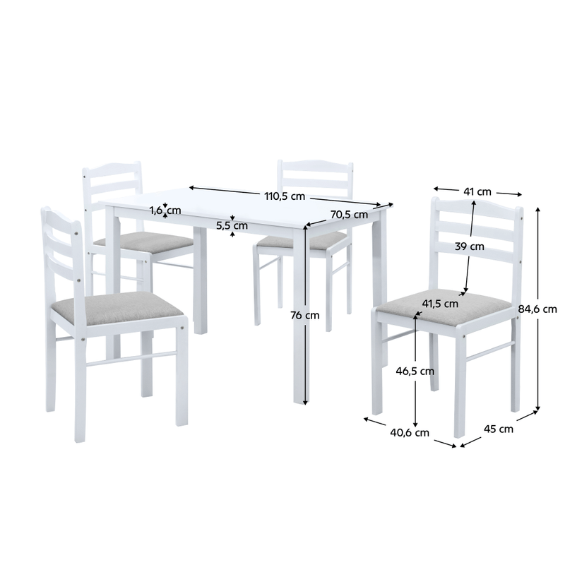 Casa si Gradina - Mobilier - Seturi de mobilier - Seturi mese si scaune - Set de sufragerie 1+4, alb/gri bej, SOMIN - Infinity.ro