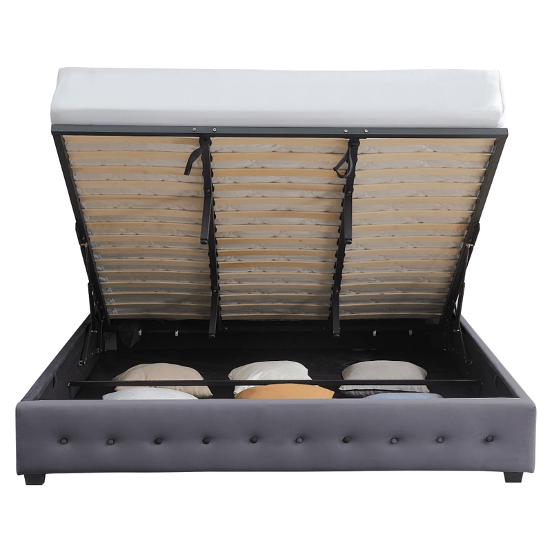 Casa si Gradina - Mobilier - Paturi si accesorii - Paturi - Pat cu spatiu de depozitare, 180x200, gri, MINDY - Infinity.ro
