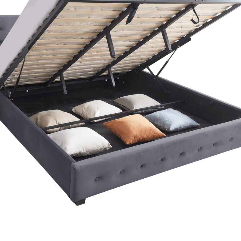 Casa si Gradina - Mobilier - Paturi si accesorii - Paturi - Pat cu spatiu de depozitare, 160x200, gri, MINDY - Infinity.ro