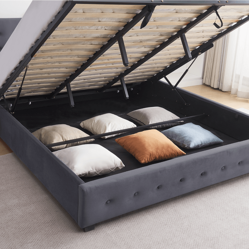 Casa si Gradina - Mobilier - Paturi si accesorii - Paturi - Pat cu spatiu de depozitare, 160x200, gri, MINDY - Infinity.ro