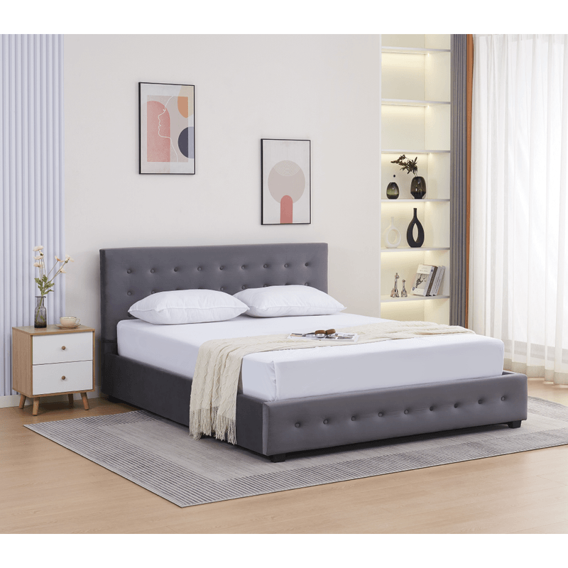 Casa si Gradina - Mobilier - Paturi si accesorii - Paturi - Pat cu spatiu de depozitare, 160x200, gri, MINDY - Infinity.ro