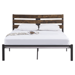 Casa si Gradina - Mobilier - Paturi si accesorii - Paturi - Pat matrimonial cu somiera, stejar rustic/metal, 180x200, ANEYA - Infinity.ro