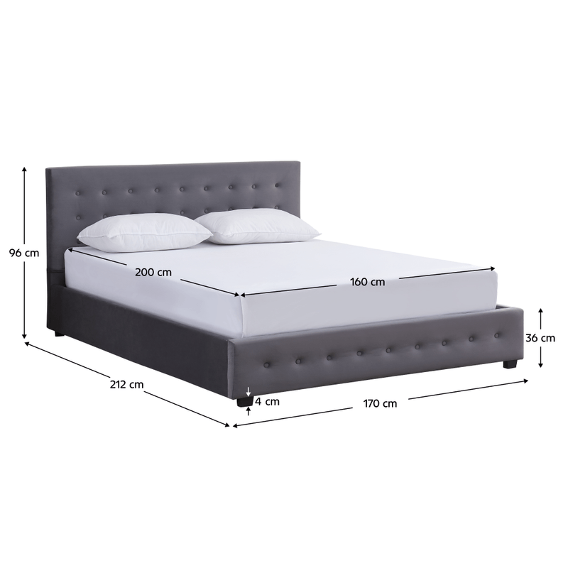 Casa si Gradina - Mobilier - Paturi si accesorii - Paturi - Pat cu spatiu de depozitare, 160x200, gri, MINDY - Infinity.ro