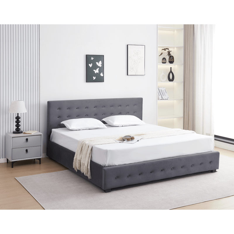 Casa si Gradina - Mobilier - Paturi si accesorii - Paturi - Pat cu spatiu de depozitare, 180x200, gri, MINDY - Infinity.ro