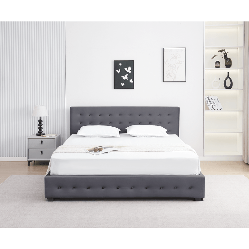 Casa si Gradina - Mobilier - Paturi si accesorii - Paturi - Pat cu spatiu de depozitare, 180x200, gri, MINDY - Infinity.ro