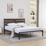 Casa si Gradina - Mobilier - Paturi si accesorii - Paturi - Pat matrimonial cu somiera, stejar rustic/metal, 180x200, ANEYA - Infinity.ro