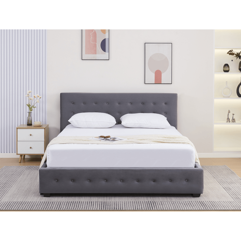 Casa si Gradina - Mobilier - Paturi si accesorii - Paturi - Pat cu spatiu de depozitare, 160x200, gri, MINDY - Infinity.ro
