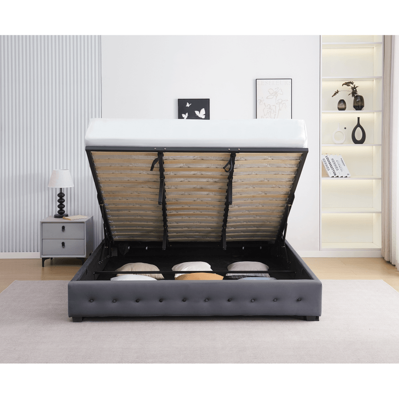 Casa si Gradina - Mobilier - Paturi si accesorii - Paturi - Pat cu spatiu de depozitare, 180x200, gri, MINDY - Infinity.ro
