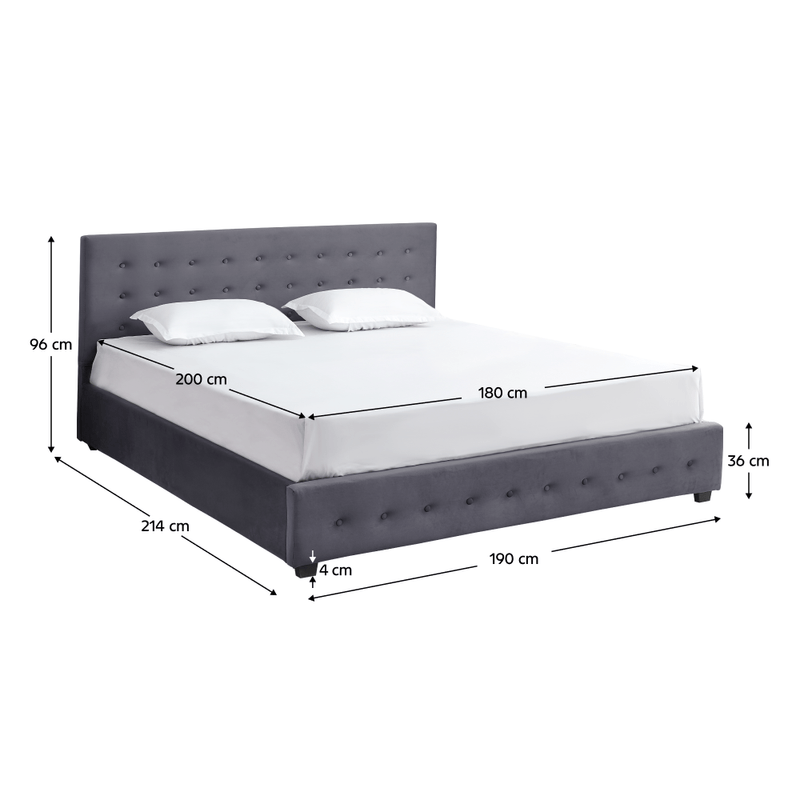 Casa si Gradina - Mobilier - Paturi si accesorii - Paturi - Pat cu spatiu de depozitare, 180x200, gri, MINDY - Infinity.ro