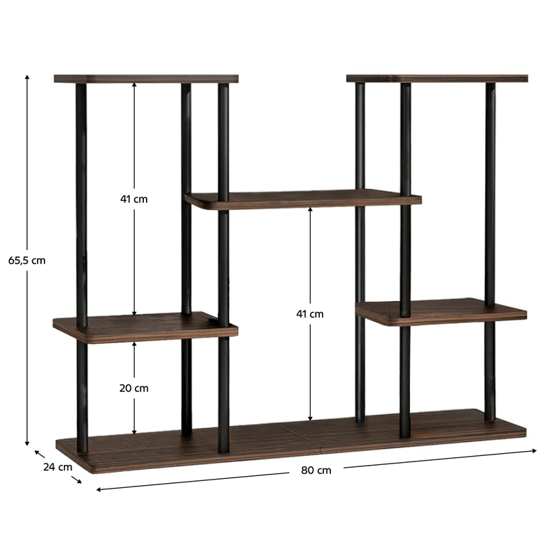 Casa si Gradina - Gradinarit si plante - Plante si ghivece - Ghivece si suporturi - Suport pentru flori metalic, negru/lemn rustic, LEDER - Infinity.ro