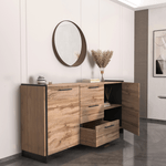 Casa si Gradina - Mobilier - Comode si corpuri - Comode - Comoda, stejar wotan/negru, AMONI 2D3S - Infinity.ro