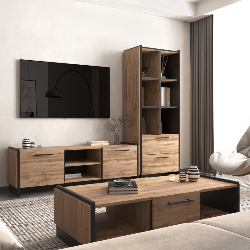 Casa si Gradina - Mobilier - Mese si birouri - Masute de cafea - Masuta de cafea, stejar wotan/negru, AMONI 1S - Infinity.ro