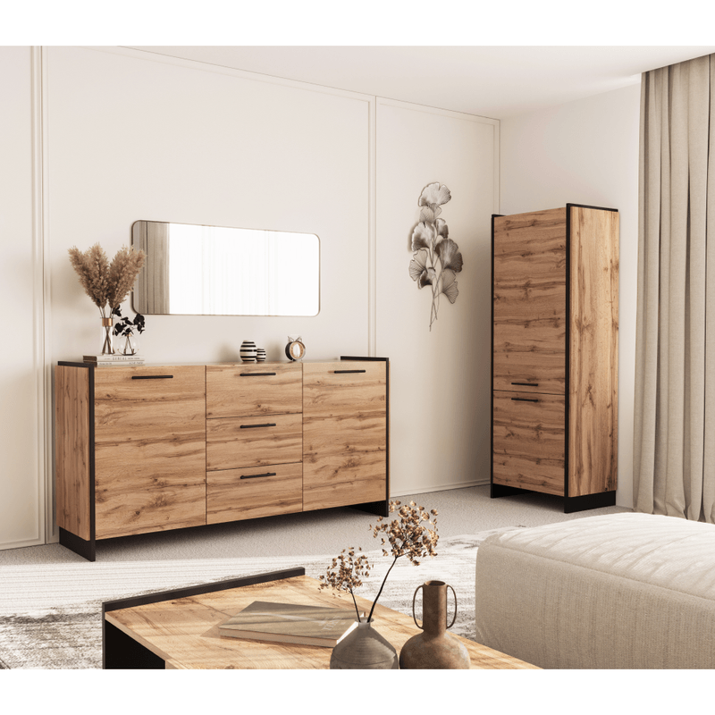 Casa si Gradina - Mobilier - Biblioteci si rafturi - Etajere - Raft, stejar wotan/negru, AMONI 2D - Infinity.ro