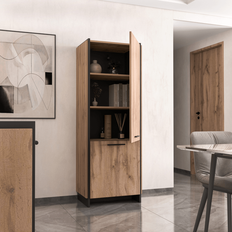 Casa si Gradina - Mobilier - Biblioteci si rafturi - Etajere - Raft, stejar wotan/negru, AMONI 2D - Infinity.ro