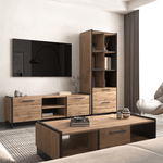 Casa si Gradina - Mobilier - Comode si corpuri - Comode - Masuta TV, stejar wotan/negru, AMONI 2D - Infinity.ro