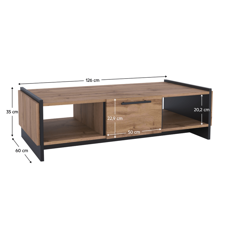 Casa si Gradina - Mobilier - Mese si birouri - Masute de cafea - Masuta de cafea, stejar wotan/negru, AMONI 1S - Infinity.ro