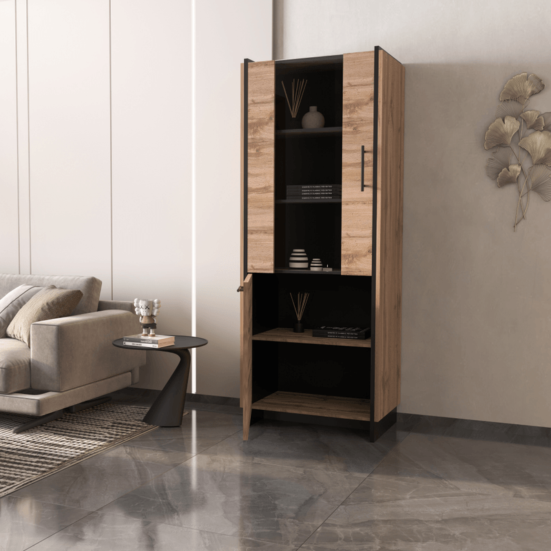 Casa si Gradina - Mobilier - Comode si corpuri - Corpuri bucatarie - Vitrina, stejar wotan/negru, AMONI 1D1W - Infinity.ro