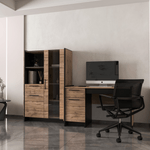 Casa si Gradina - Mobilier - Mese si birouri - Birouri - Masa PC 130, stejar wotan/negru, AMONI 1D1S - Infinity.ro