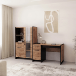 Casa si Gradina - Mobilier - Mese si birouri - Birouri - Masa PC 130, stejar wotan/negru, AMONI 1D1S - Infinity.ro