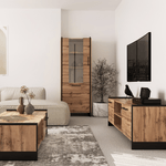 Casa si Gradina - Mobilier - Comode si corpuri - Corpuri bucatarie - Vitrina, stejar wotan/negru, AMONI 1D1W - Infinity.ro