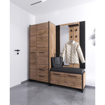Casa si Gradina - Mobilier - Organizare si depozitare - Cuiere - Panou suspendat cu oglinda, stejar wotan/negru, AMONI - Infinity.ro