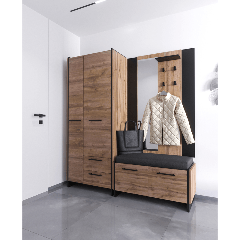 Casa si Gradina - Mobilier - Dulapuri si sifoniere - Dulapuri - Dulap, stejar wotan/negru, AMONI 2D2S/45 - Infinity.ro