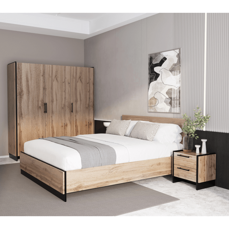 Casa si Gradina - Mobilier - Dulapuri si sifoniere - Dulapuri - Dulap, cu trei usi, stejar wotan/negru, AMONI 3D - Infinity.ro