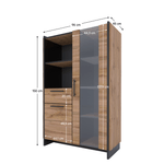 Casa si Gradina - Mobilier - Comode si corpuri - Corpuri bucatarie - Vitrina joasa, stejar wotan/negru, AMONI 1D1W1S - Infinity.ro