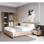Casa si Gradina - Mobilier - Paturi si accesorii - Paturi - Pat, 160x200, stejar wotan/negru, AMONI - Infinity.ro