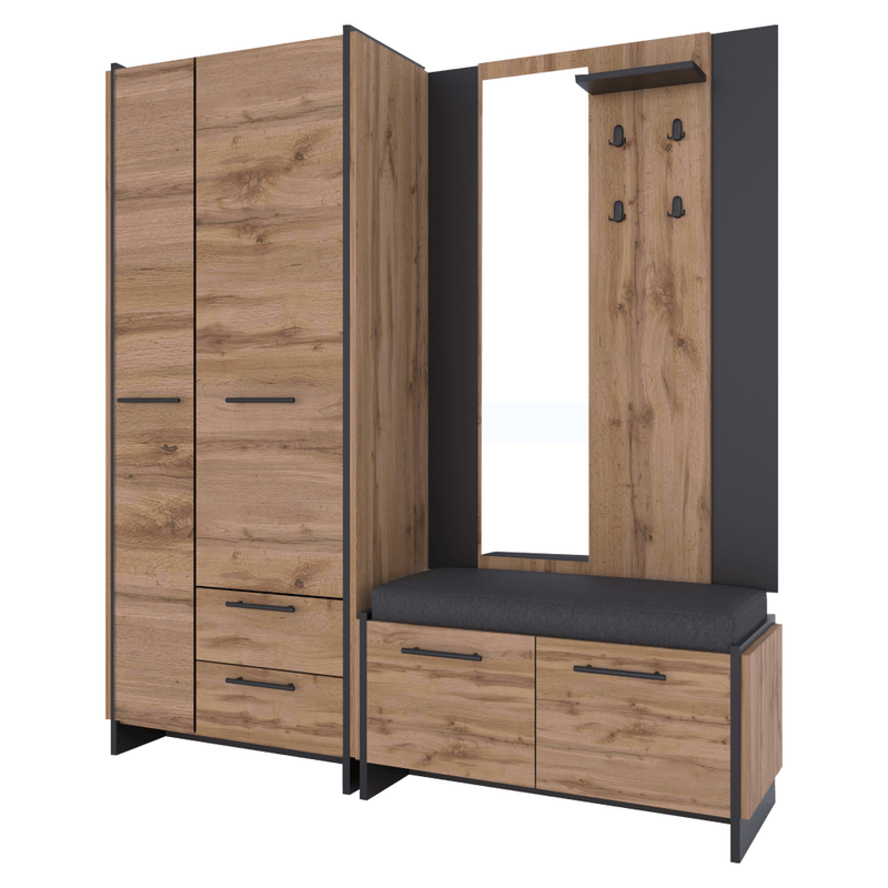 Casa si Gradina - Mobilier - Dulapuri si sifoniere - Dulapuri - Dulap, stejar wotan/negru, AMONI 2D2S/45 - Infinity.ro