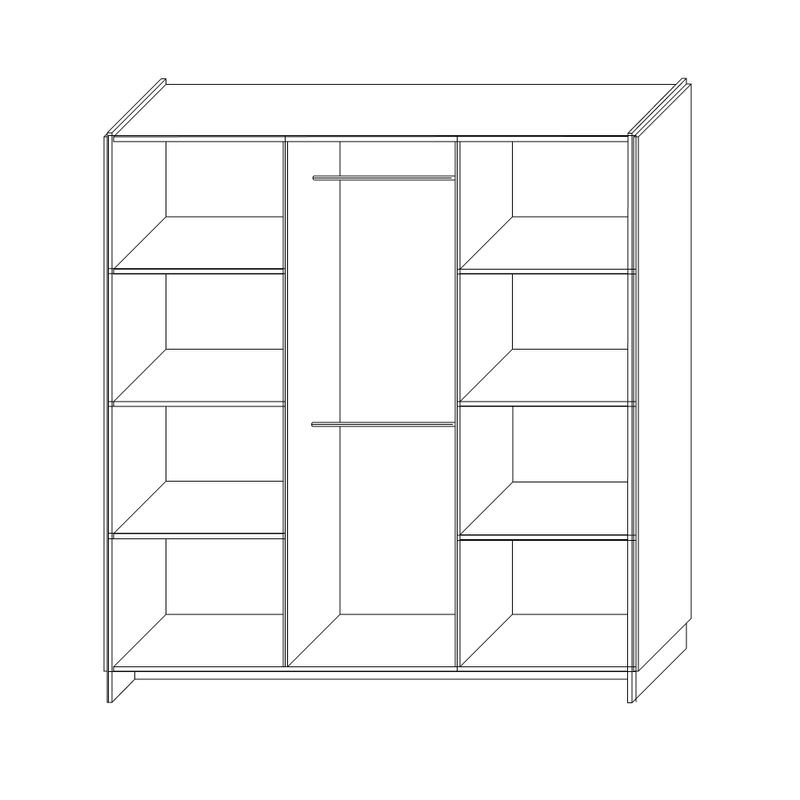 Casa si Gradina - Mobilier - Dulapuri si sifoniere - Dulapuri - Dulap, cu trei usi, stejar wotan/negru, AMONI 3D - Infinity.ro