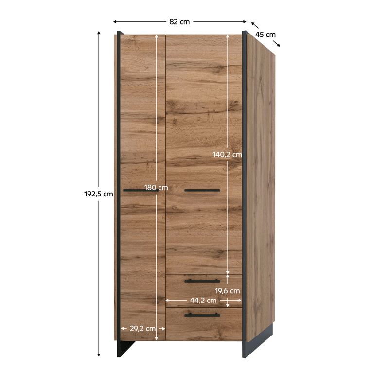 Casa si Gradina - Mobilier - Dulapuri si sifoniere - Dulapuri - Dulap, stejar wotan/negru, AMONI 2D2S/45 - Infinity.ro
