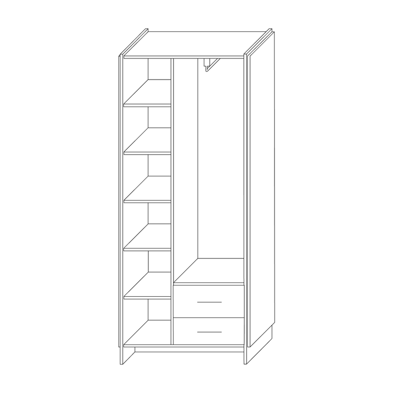 Casa si Gradina - Mobilier - Dulapuri si sifoniere - Dulapuri - Dulap, stejar wotan/negru, AMONI 2D2S/45 - Infinity.ro