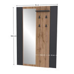 Casa si Gradina - Mobilier - Organizare si depozitare - Cuiere - Panou suspendat cu oglinda, stejar wotan/negru, AMONI - Infinity.ro