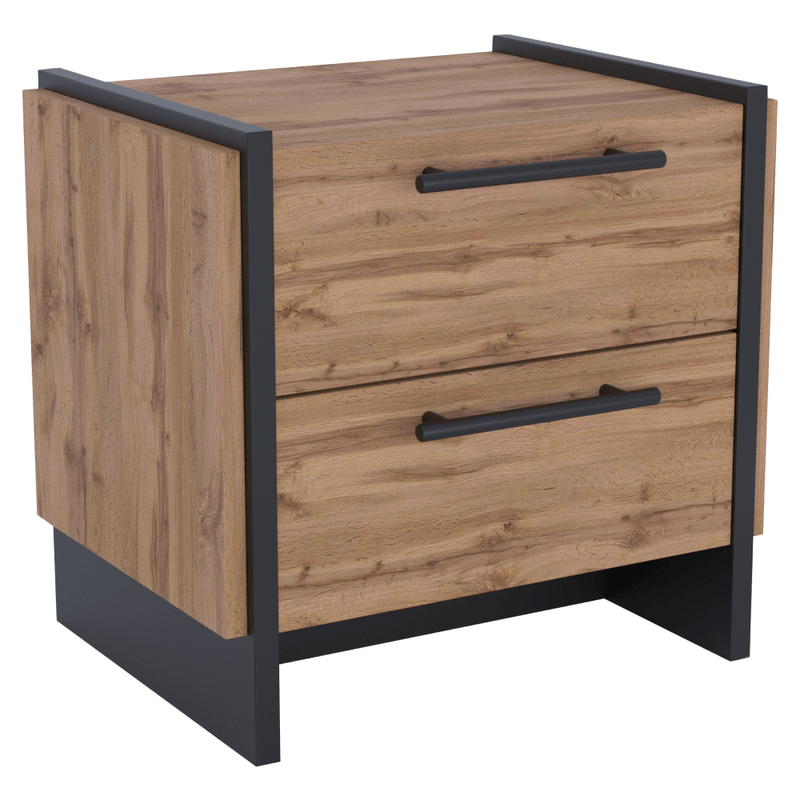Casa si Gradina - Mobilier - Comode si corpuri - Noptiere - Noptiera, set 2, stejar wotan/negru, AMONI 2S - Infinity.ro