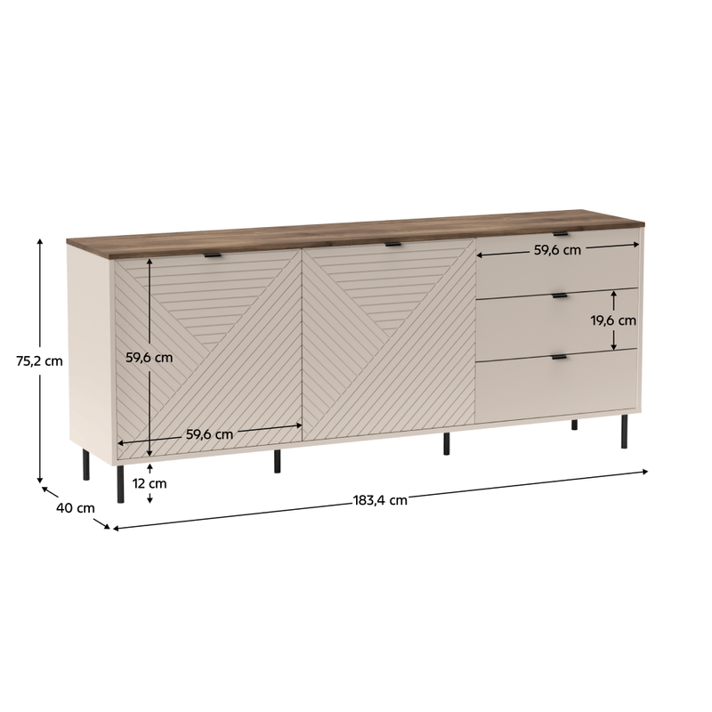 Casa si Gradina - Mobilier - Comode si corpuri - Comode - Comoda, casmir/stejar castello, EYCO 2D3S - Infinity.ro