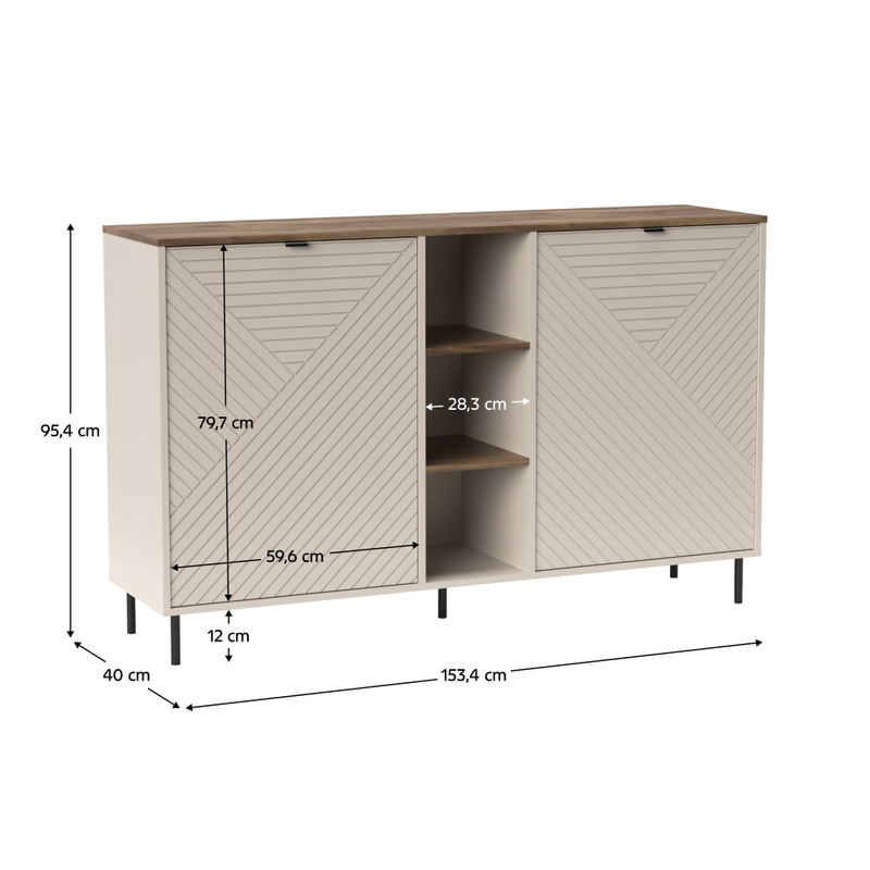Casa si Gradina - Mobilier - Comode si corpuri - Comode - Comoda cu polite, casmir/stejar castello, EYCO 2D - Infinity.ro