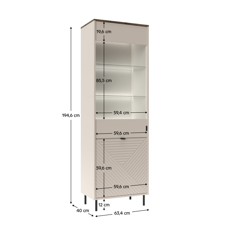 Casa si Gradina - Mobilier - Comode si corpuri - Corpuri bucatarie - Vitrina, casmir/stejar castello, EYCO 1D1W - Infinity.ro