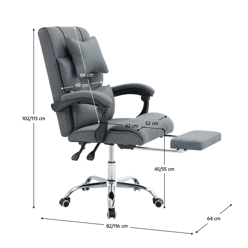 Casa si Gradina - Mobilier - Scaune si fotolii - Scaune - Fotoliu pentru birou cu suport extensibil pentru picioare, gri/crom, WALDOR NEW - Infinity.ro