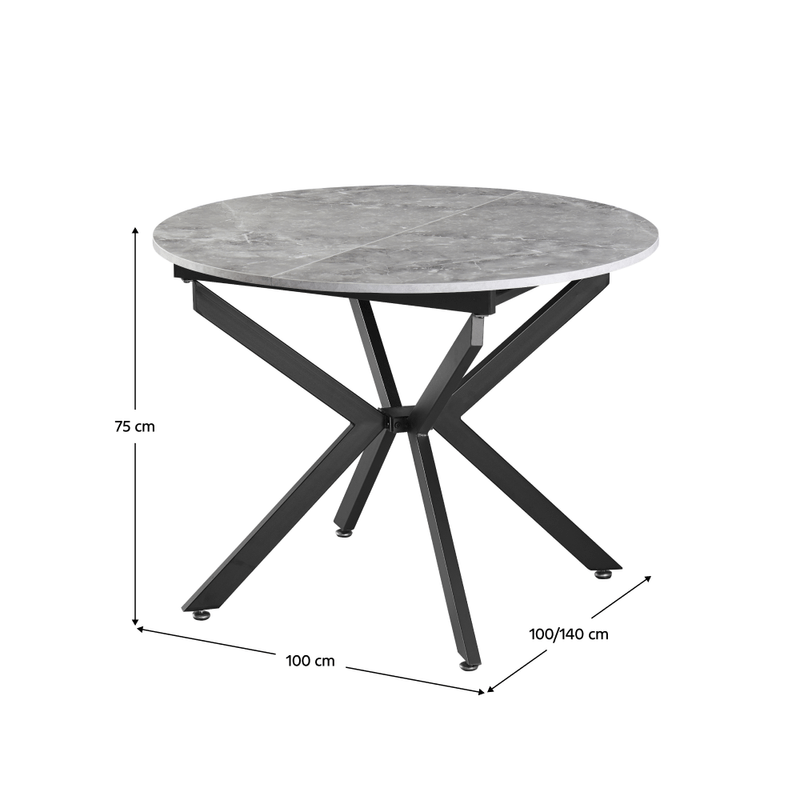 Casa si Gradina - Mobilier - Mese si birouri - Mese bucatarie si dining - Masa extensibila de dining, beton/neagra, 100x100-140x75 cm, ABERO TIP 1 - Infinity.ro