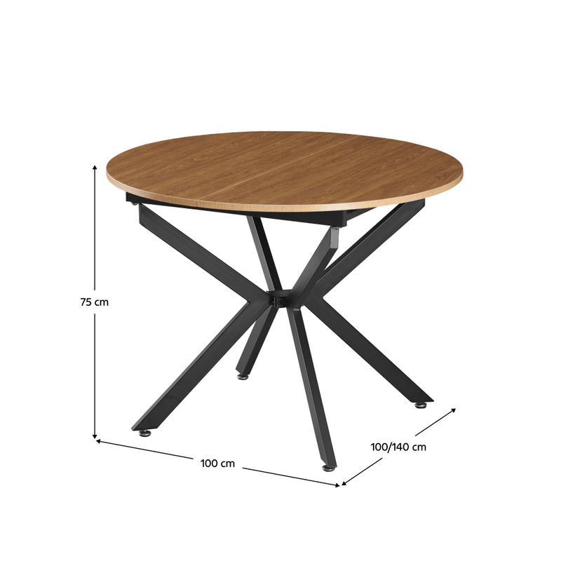 Casa si Gradina - Mobilier - Mese si birouri - Mese bucatarie si dining - Masa extensibila de dining, stejar deschis/neagra, 100x100-140x75 cm, ABERO TIP 1 - Infinity.ro